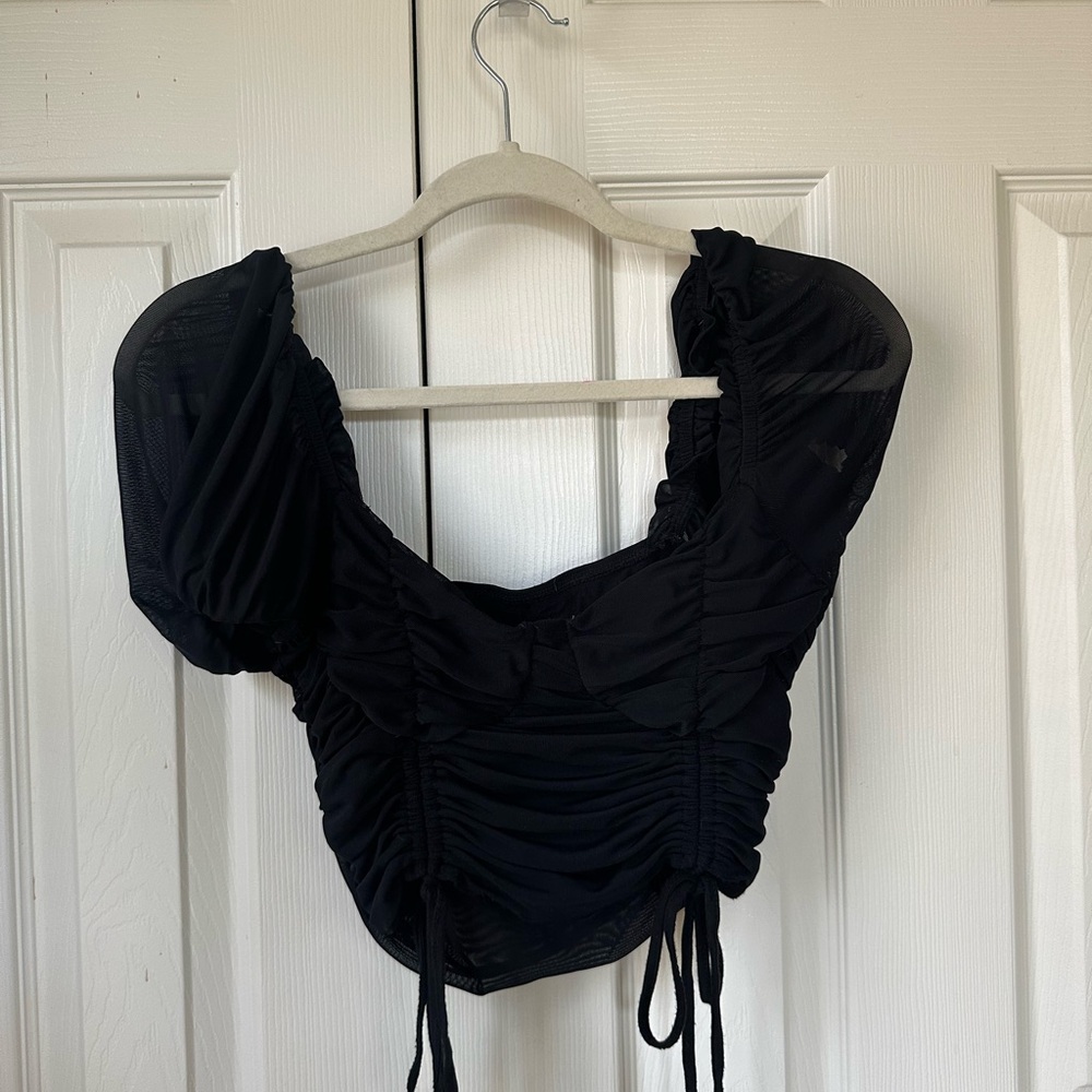 Black Ruched Women's Top - Picture 3 of 6